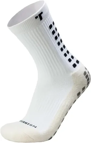 3.0 Cushioned Grip Socks, Made in the USA, Non Slip Grippy Soccer Crew Socks for Men & Women with Grip Inside and Out for Football and Soccer, White, Medium