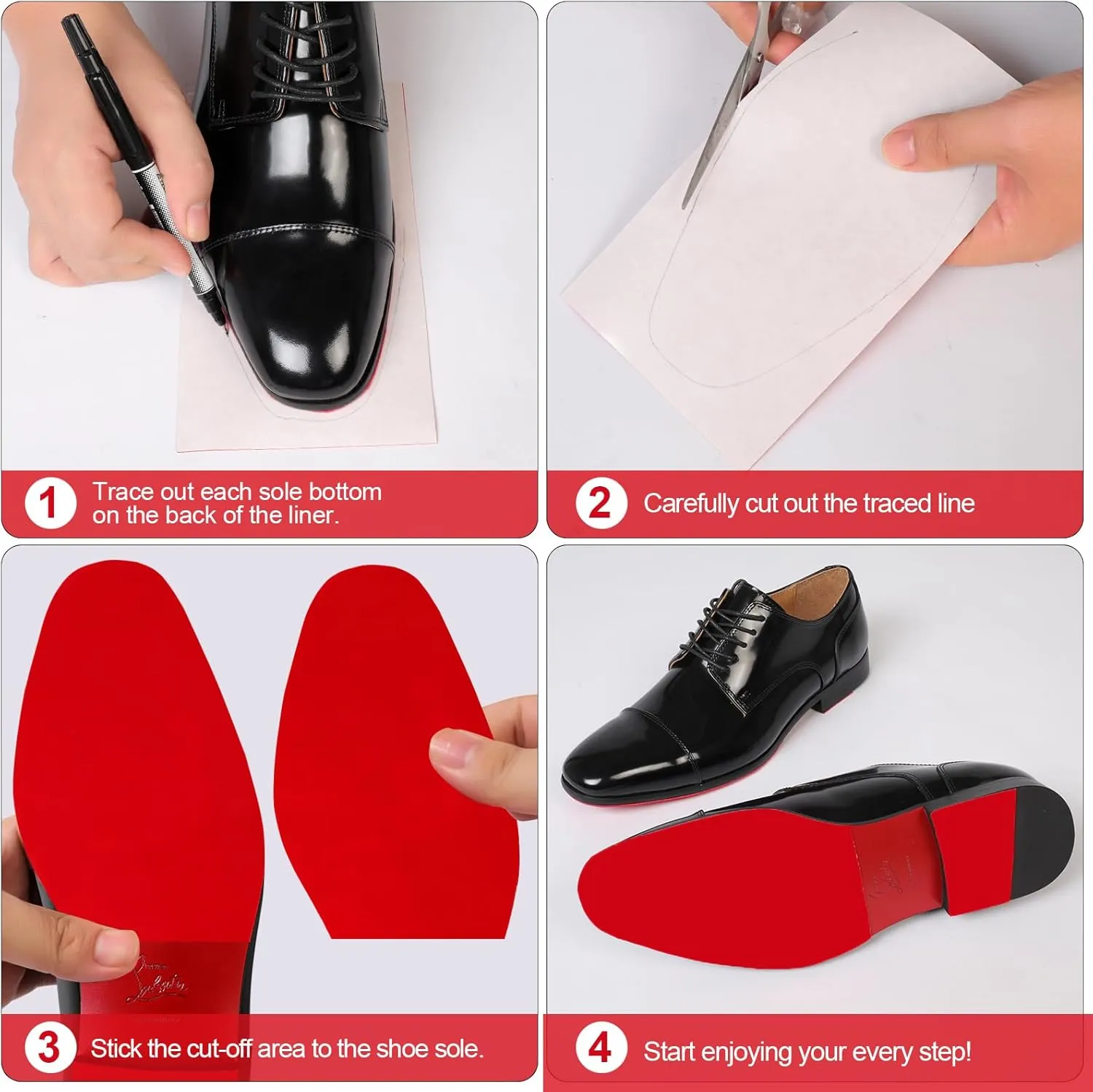 39 in Red Bottom Shoe Protector for Christian Louboutin Heels, Self-Adhesive Sole Guard for Women & Men, Anti-Slip Red Sole Protector Pads to Protect Louboutin Shoe Bottoms（5 * 39 in）