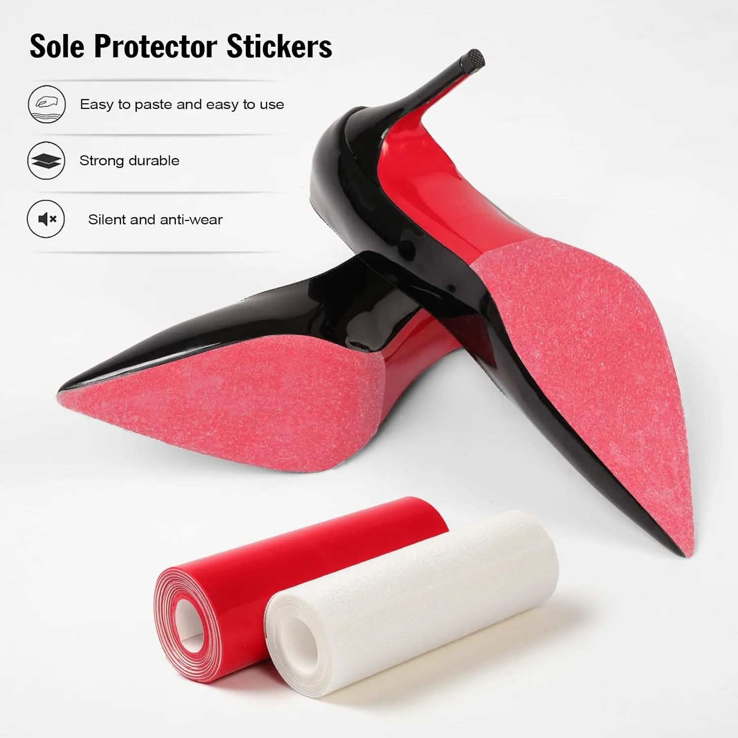39 in Red Bottom Shoe Protector for Christian Louboutin Heels, Self-Adhesive Sole Guard for Women & Men, Anti-Slip Red Sole Protector Pads to Protect Louboutin Shoe Bottoms（5 * 39 in）