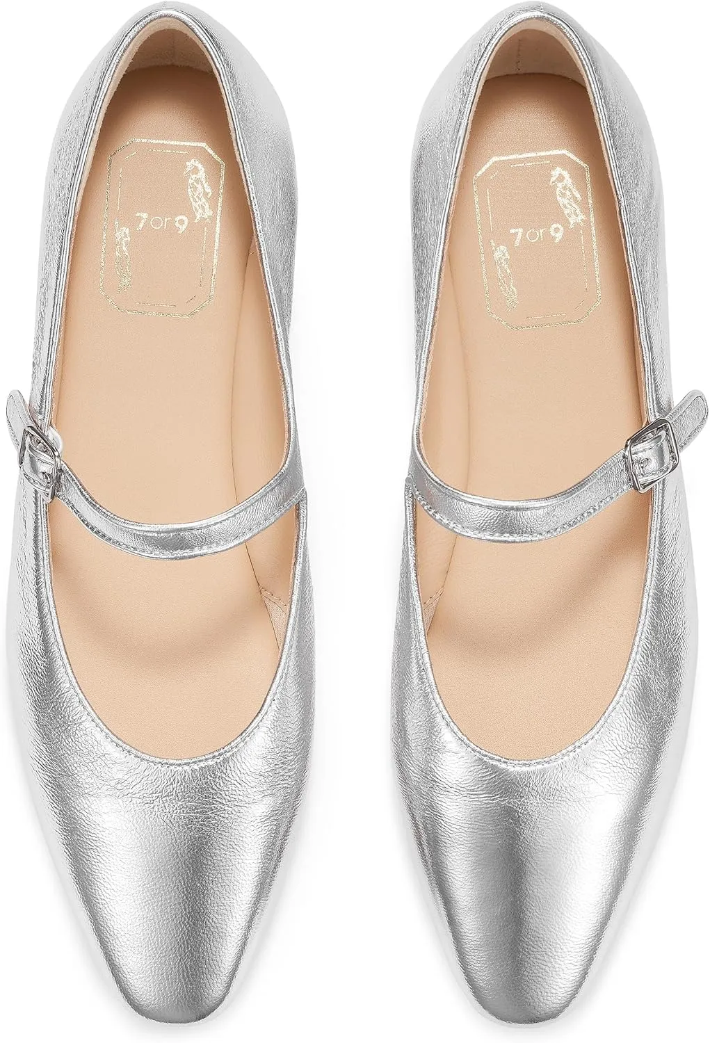 7or9 Mary Jane Flats Women Comfortable Mary Jane Shoes for Women Air-Touch Foam Lambskin Casual Shoes- Silver, Brown, Almond, Black