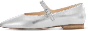 7or9 Mary Jane Flats Women Comfortable Mary Jane Shoes for Women Air-Touch Foam Lambskin Casual Shoes- Silver, Brown, Almond, Black