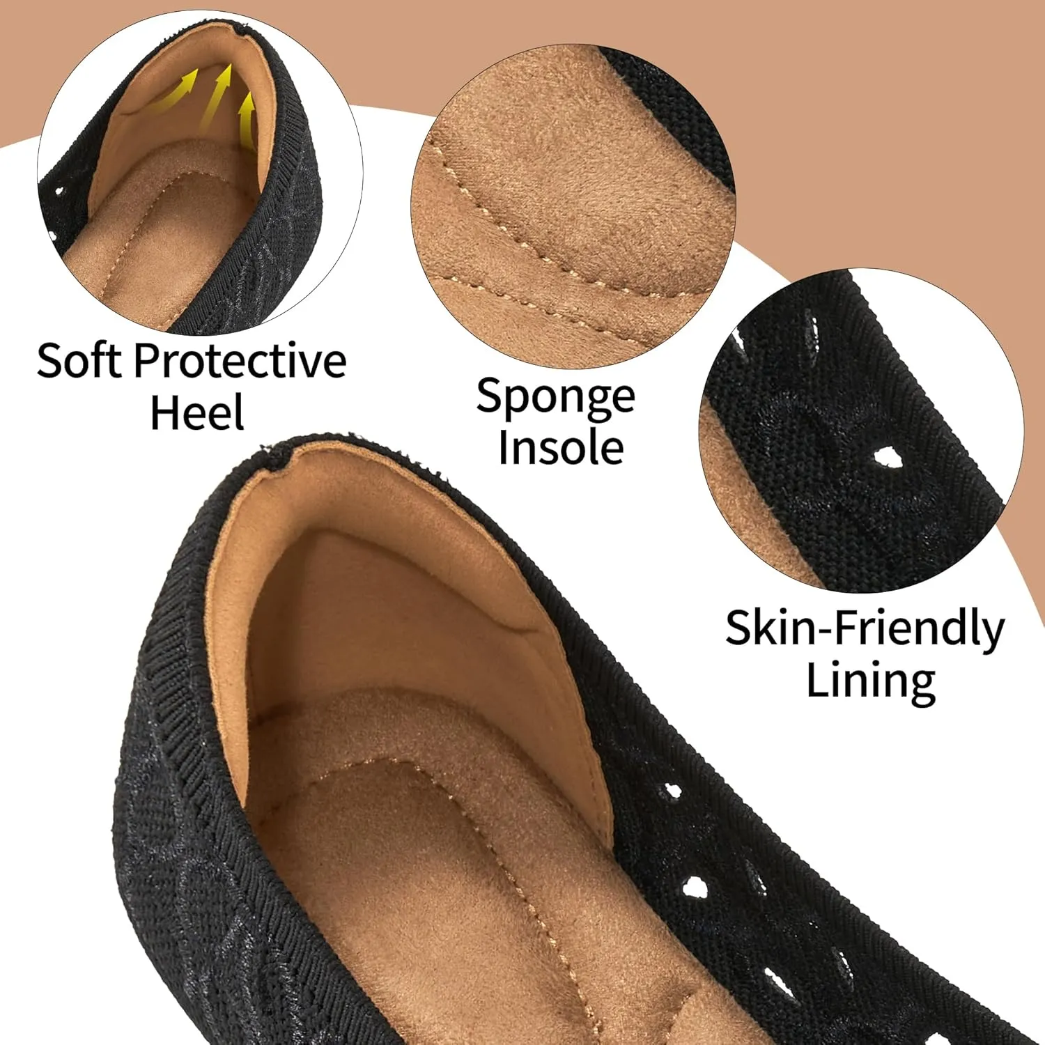 Ablanczoom Ballet Flats Shoes for Women: Round Toe Slip on Summer Comfortable Dress Shoes for Work Casual Wedding