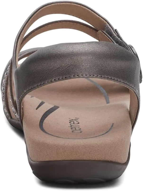 Aetrex Women's Jess Orthopedic Adjustable Quarter Strap Sandals - Comfort Memory Foam Fashion Flat Womens Sandals with Arch Support