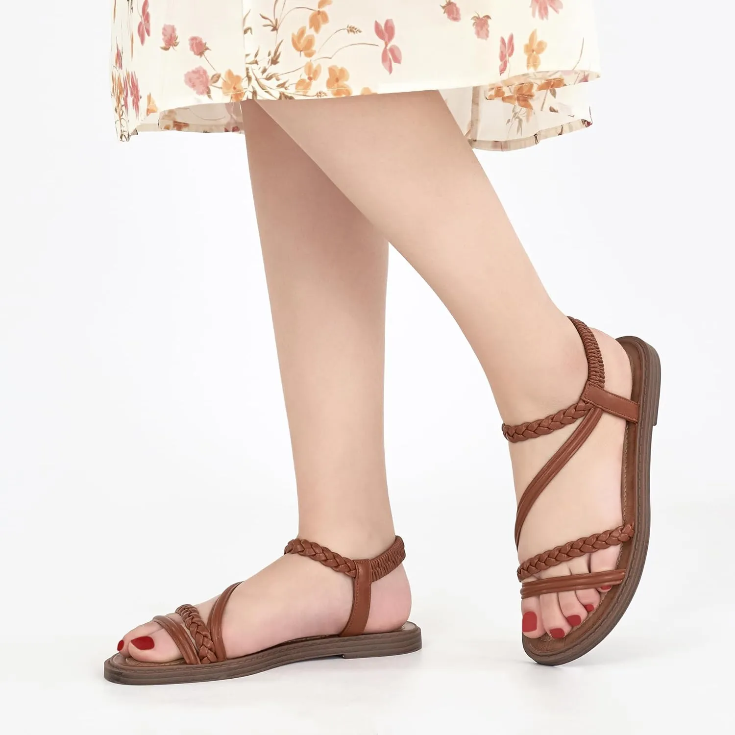 Alicegana Womens Sandals Dressy Summer - Comfortable Gladiator Sandals for Women 2025 Beach Walking Wedding Flat Shoes