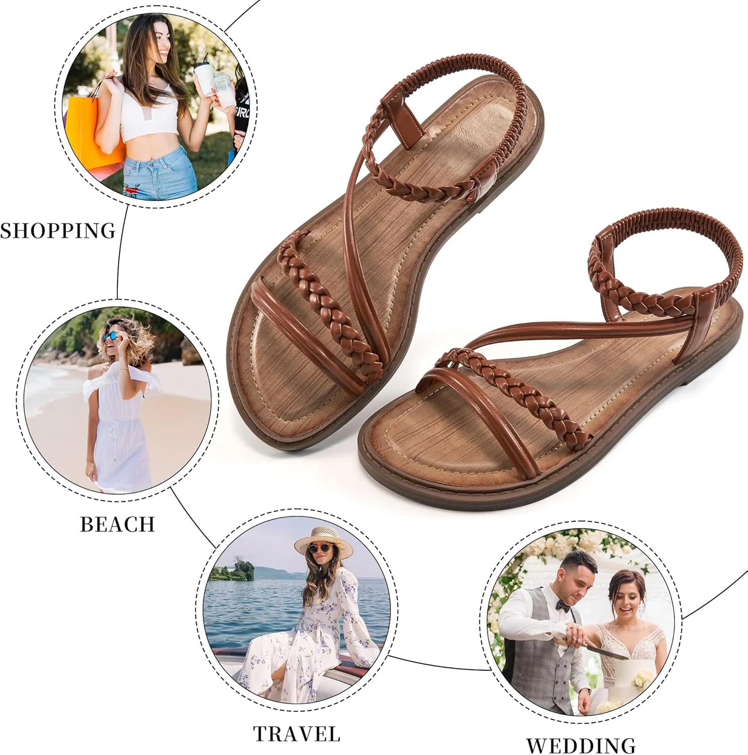 Alicegana Womens Sandals Dressy Summer - Comfortable Gladiator Sandals for Women 2025 Beach Walking Wedding Flat Shoes