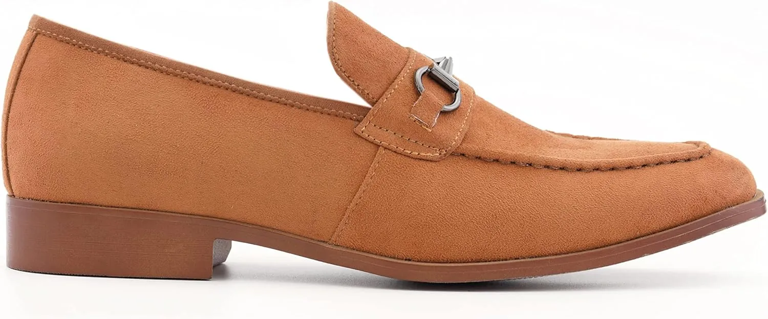 Amali Bradford - Microfiber Men's Slip-On Loafer with Gold Metal Bit - Smoking Slip On Dress Shoes for Men - Microfiber Formal Loafers for Men
