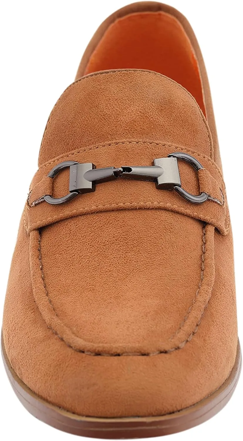 Amali Bradford - Microfiber Men's Slip-On Loafer with Gold Metal Bit - Smoking Slip On Dress Shoes for Men - Microfiber Formal Loafers for Men