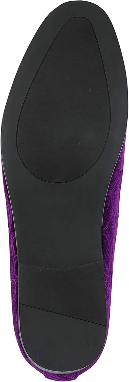 Amali King - Men's Slippers - Mens Loafers - Designer Shoes for Men - Tuxedo Shoes - Velvet Loafers Men - Embossed Paisley Pattern, Satin Band and Trim