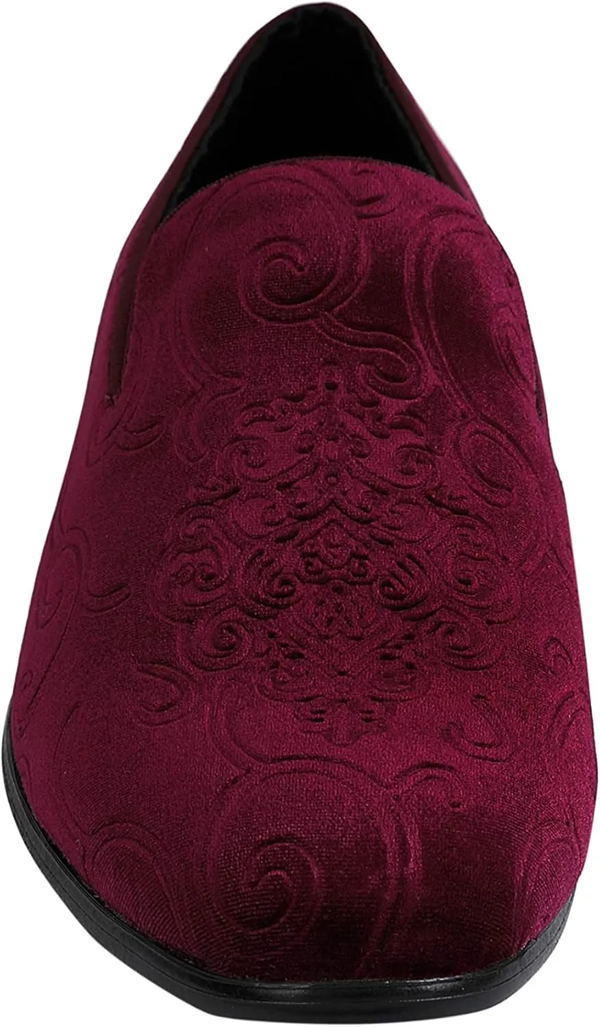 Amali King - Men's Slippers - Mens Loafers - Designer Shoes for Men - Tuxedo Shoes - Velvet Loafers Men - Embossed Paisley Pattern, Satin Band and Trim