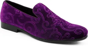 Amali King - Men's Slippers - Mens Loafers - Designer Shoes for Men - Tuxedo Shoes - Velvet Loafers Men - Embossed Paisley Pattern, Satin Band and Trim