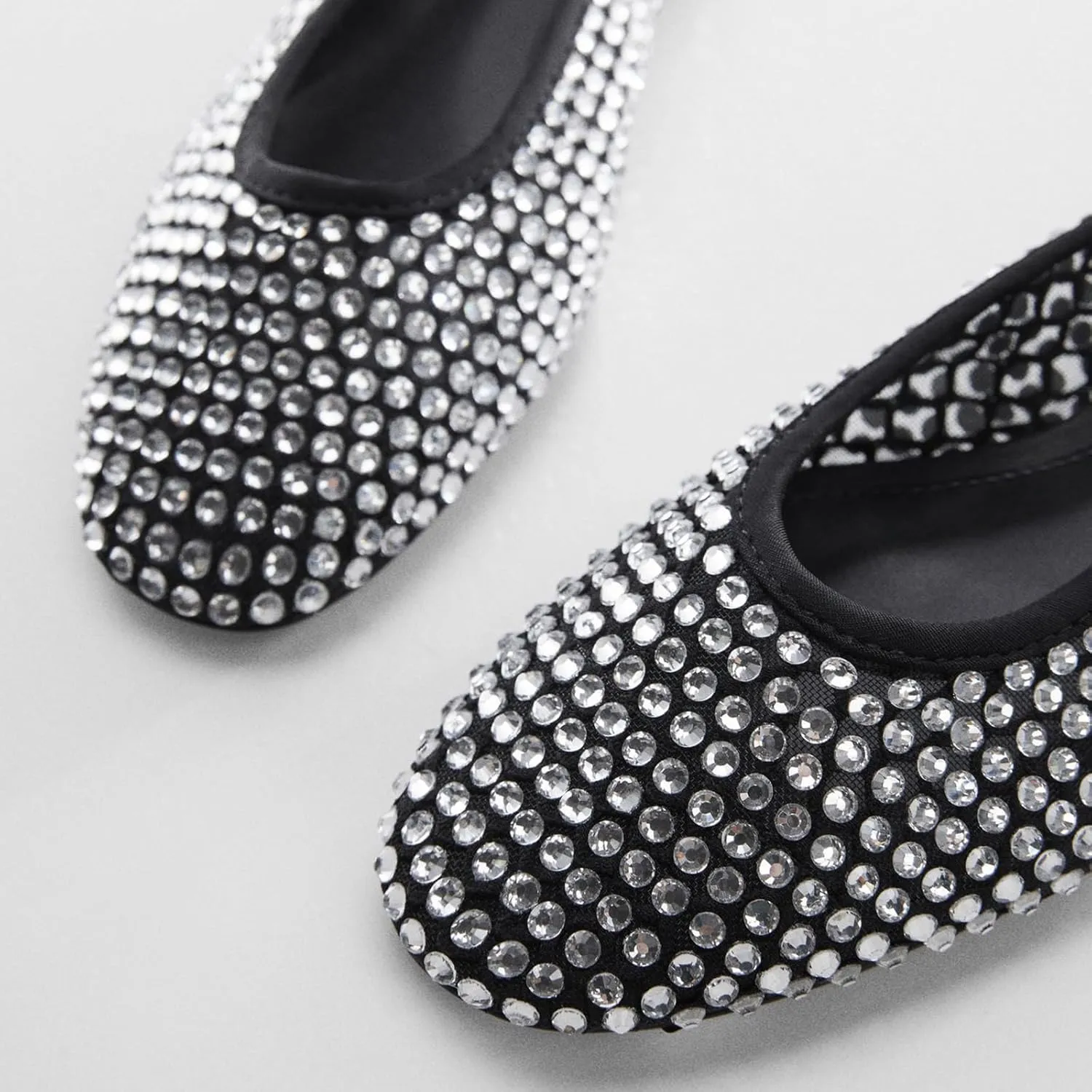 Arqa Rhinestone Ballet Flats for Women Sparkly Crystal Mesh Ballerina Flat Comfortable Wedding Dress Shoes