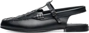 Arqa Women's Comfortable Slingback T-bar Loafers Interwoven Front Detail Flats Soft Handmade Loafers & Slip-ons Fashion Dress Flats for Work Dating Business Casual Shoes