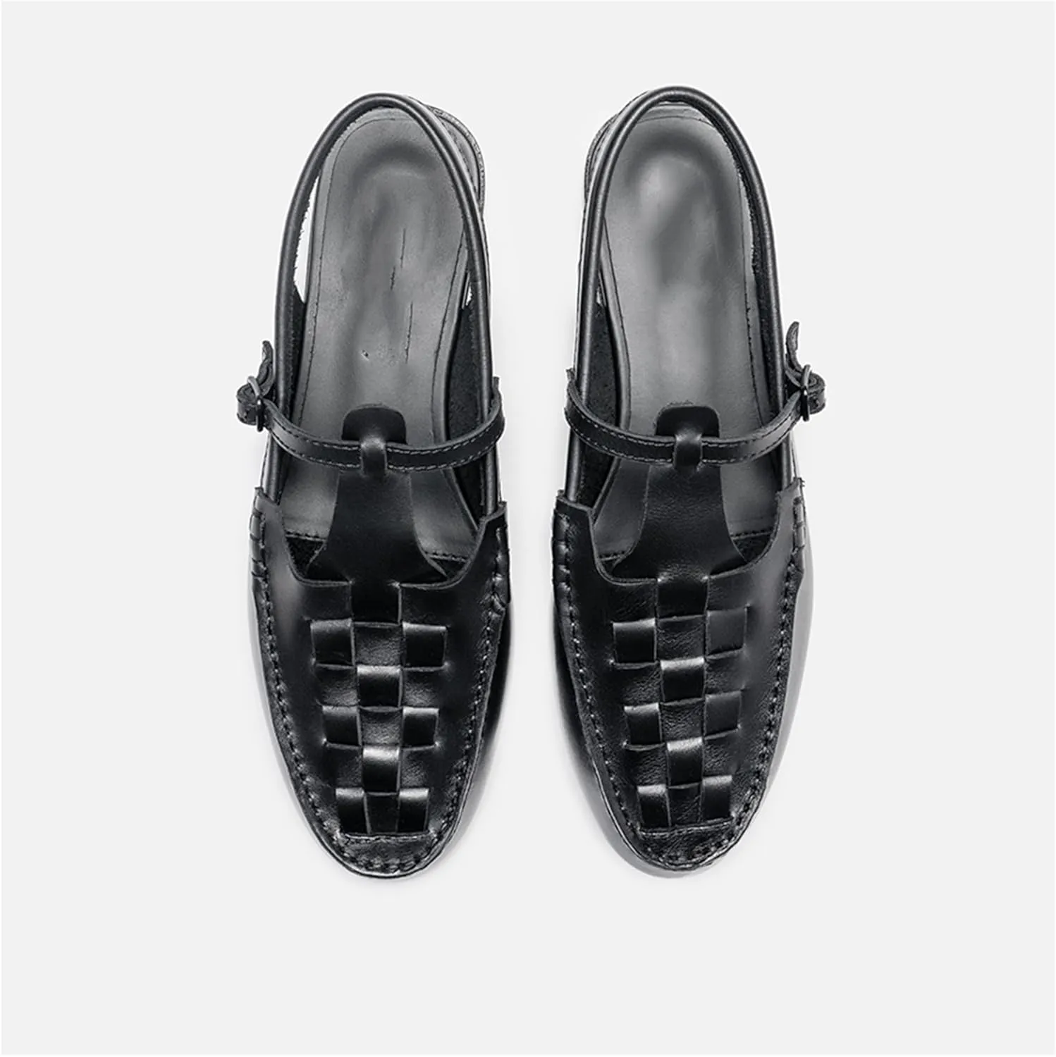 Arqa Women's Comfortable Slingback T-bar Loafers Interwoven Front Detail Flats Soft Handmade Loafers & Slip-ons Fashion Dress Flats for Work Dating Business Casual Shoes