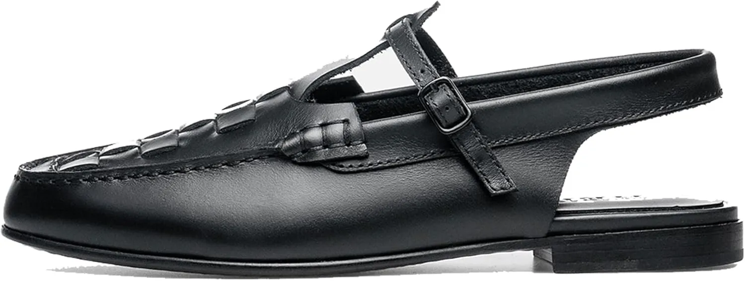 Arqa Women's Comfortable Slingback T-bar Loafers Interwoven Front Detail Flats Soft Handmade Loafers & Slip-ons Fashion Dress Flats for Work Dating Business Casual Shoes