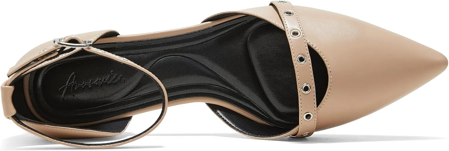 Arromic Pointed Toe Flats for Women Ankle Strap D'Orsay Fashion Comfortable Dressy Shoes