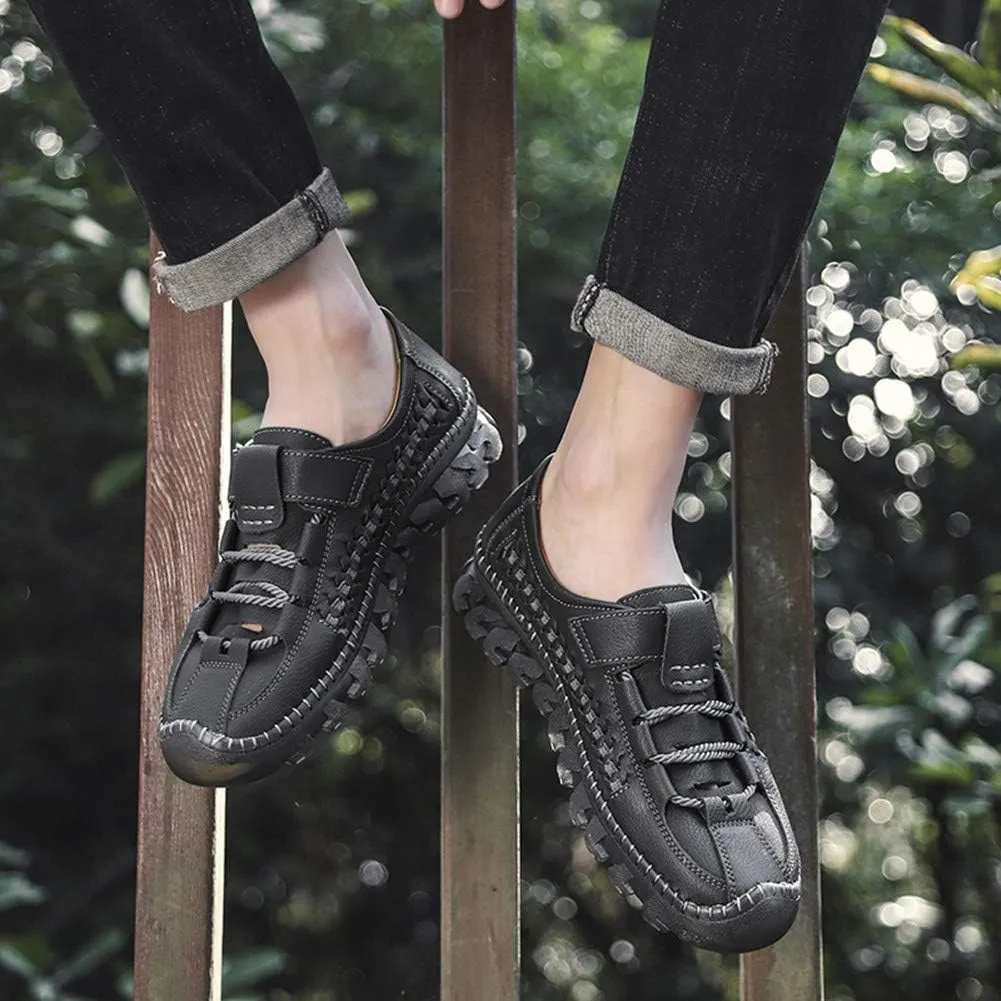 Asifn Men's Business Breathable Loafers Summer Casual Walking Sneakers Handmade Driving Office Shoes