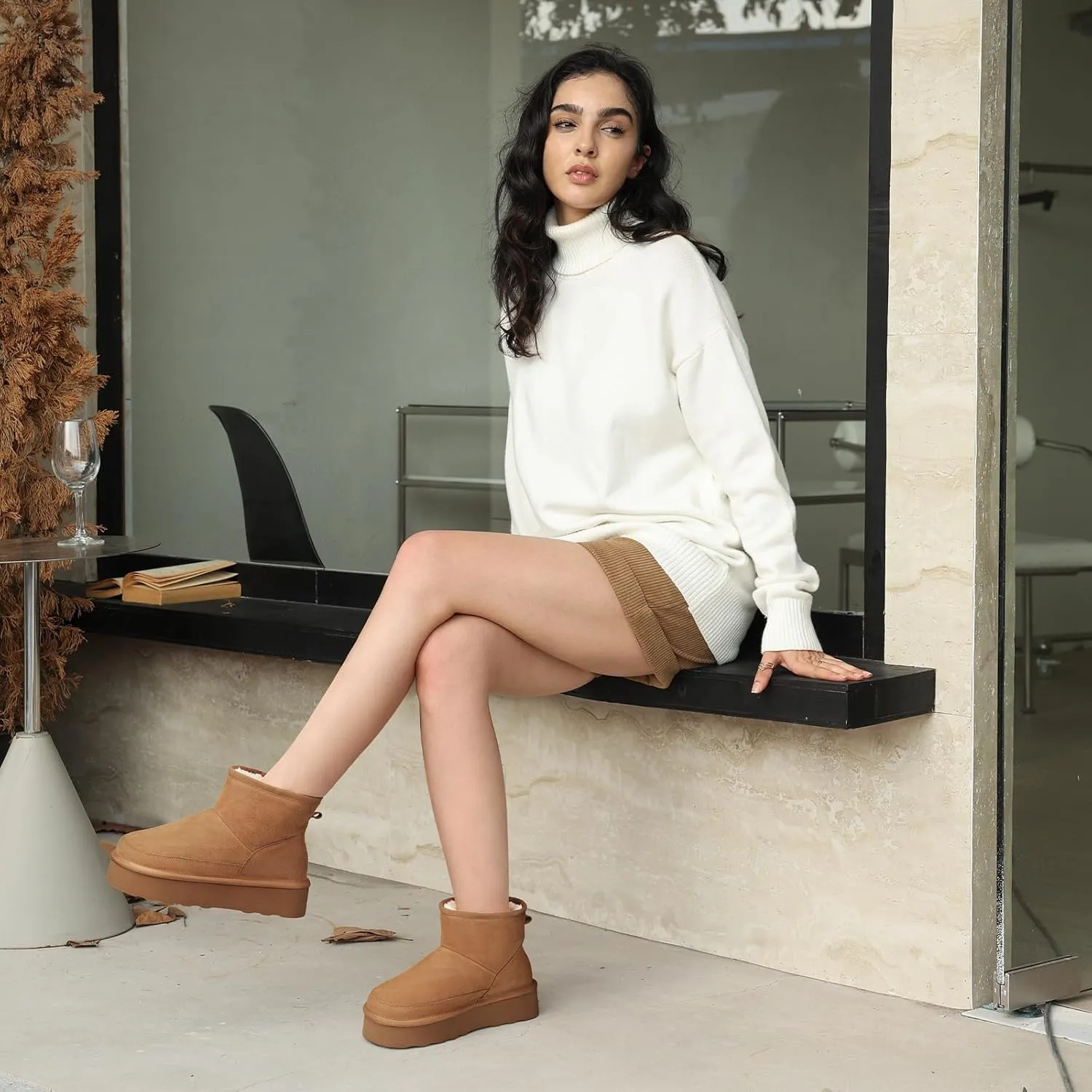 ATHMILE Boots for Women Suede Platform Boot Winter Ankle Snow Womens Boots Classic Ultra Mini Comfortable Outdoor