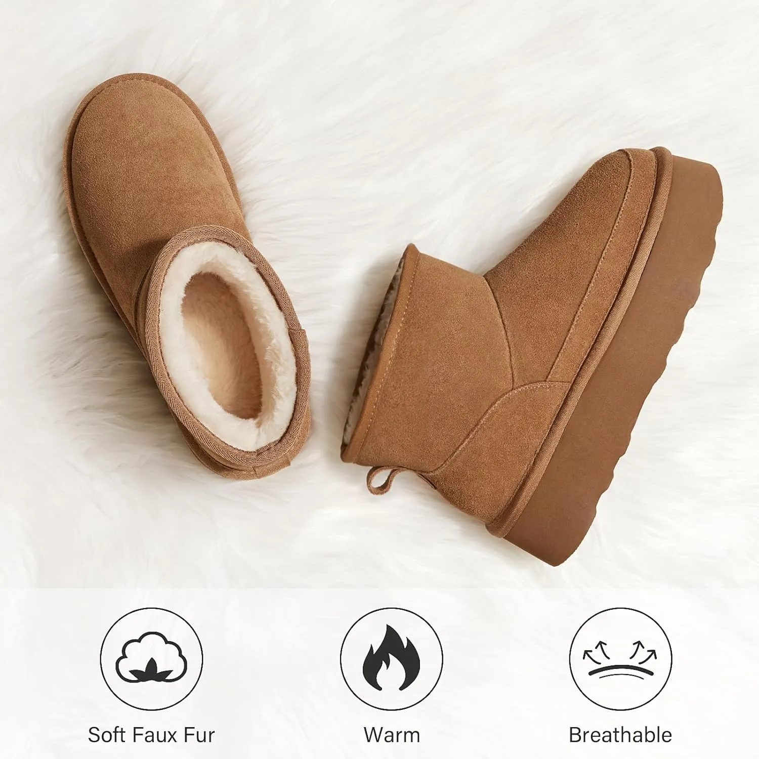 ATHMILE Boots for Women Suede Platform Boot Winter Ankle Snow Womens Boots Classic Ultra Mini Comfortable Outdoor