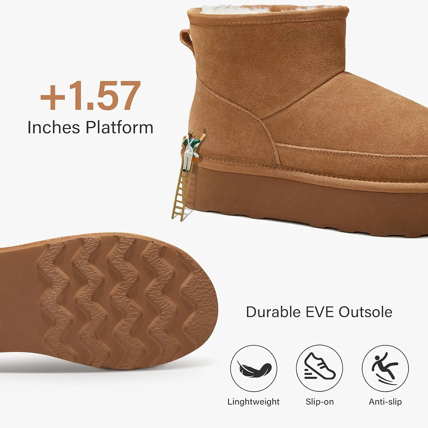 ATHMILE Boots for Women Suede Platform Boot Winter Ankle Snow Womens Boots Classic Ultra Mini Comfortable Outdoor