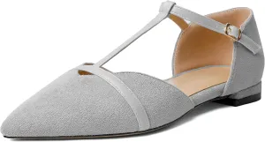 AUMOTED Women's Mary Jane Flat Pointed Toe Flats Low Heel D'Orsay Slip-on Pumps Casual Walking Shoes