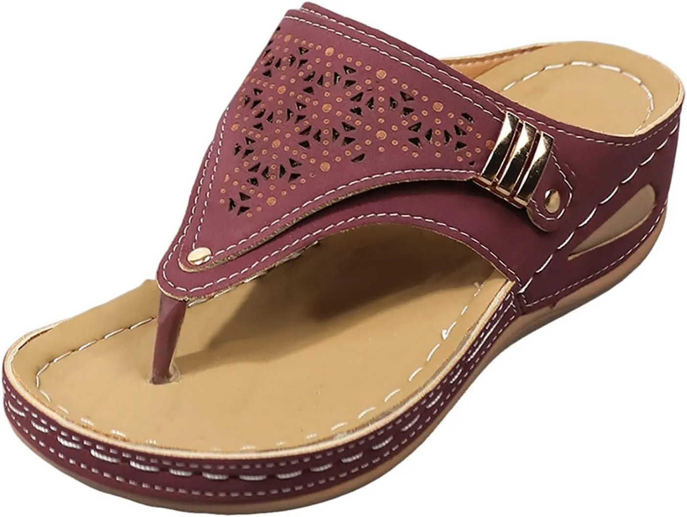 Avylays Orthopedic Sandals for Women Breathable Mesh Hollow Sports Sandals Wedge Heel Flip Flops Summer Casual Slides