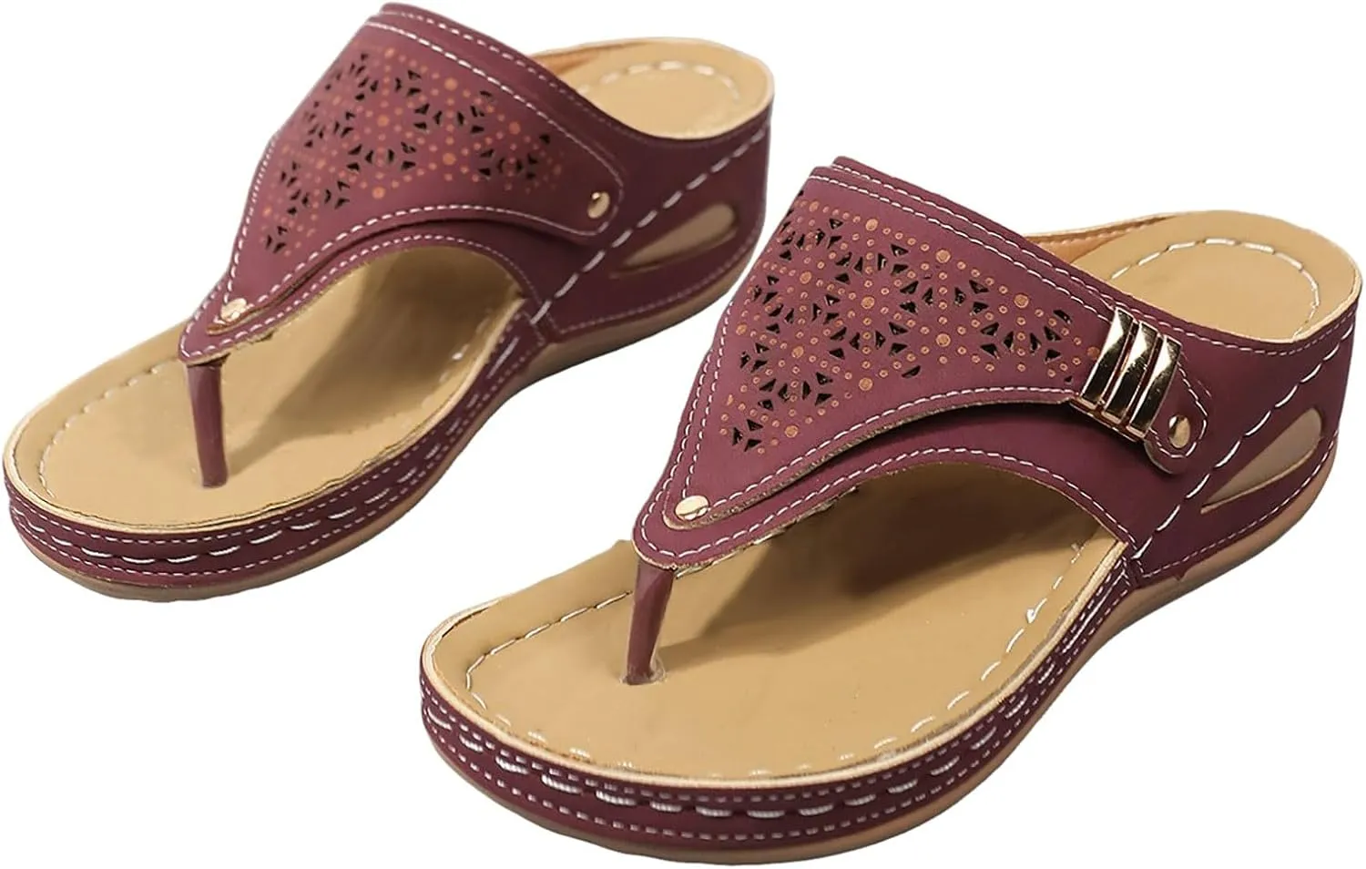 Avylays Orthopedic Sandals for Women Breathable Mesh Hollow Sports Sandals Wedge Heel Flip Flops Summer Casual Slides