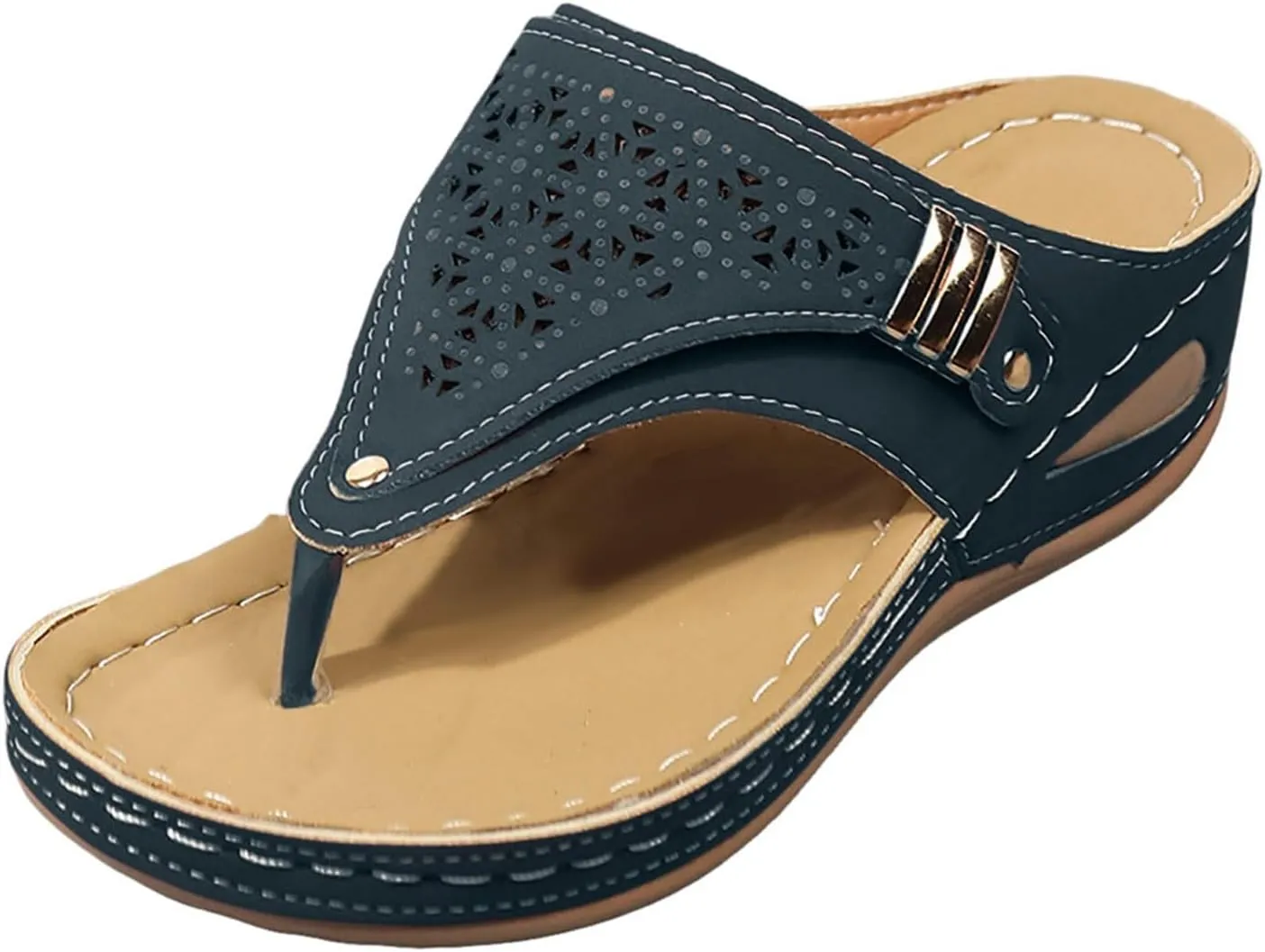 Avylays Orthopedic Sandals for Women Breathable Mesh Hollow Sports Sandals Wedge Heel Flip Flops Summer Casual Slides
