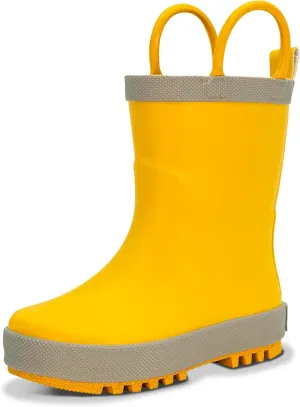 Baby Toddler Kids Natural Rubber Rain Boots Easy-on with Soft Cotton Lining for Girls Boys