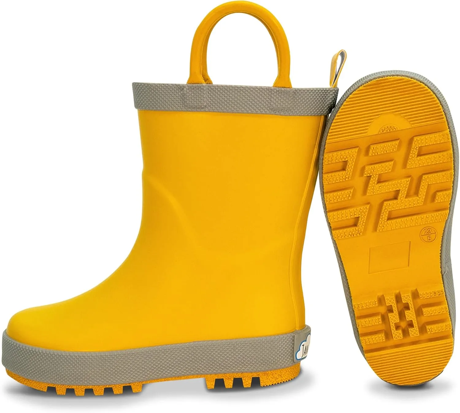 Baby Toddler Kids Natural Rubber Rain Boots Easy-on with Soft Cotton Lining for Girls Boys