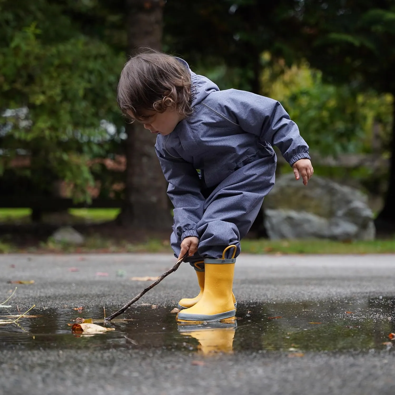 Baby Toddler Kids Natural Rubber Rain Boots Easy-on with Soft Cotton Lining for Girls Boys