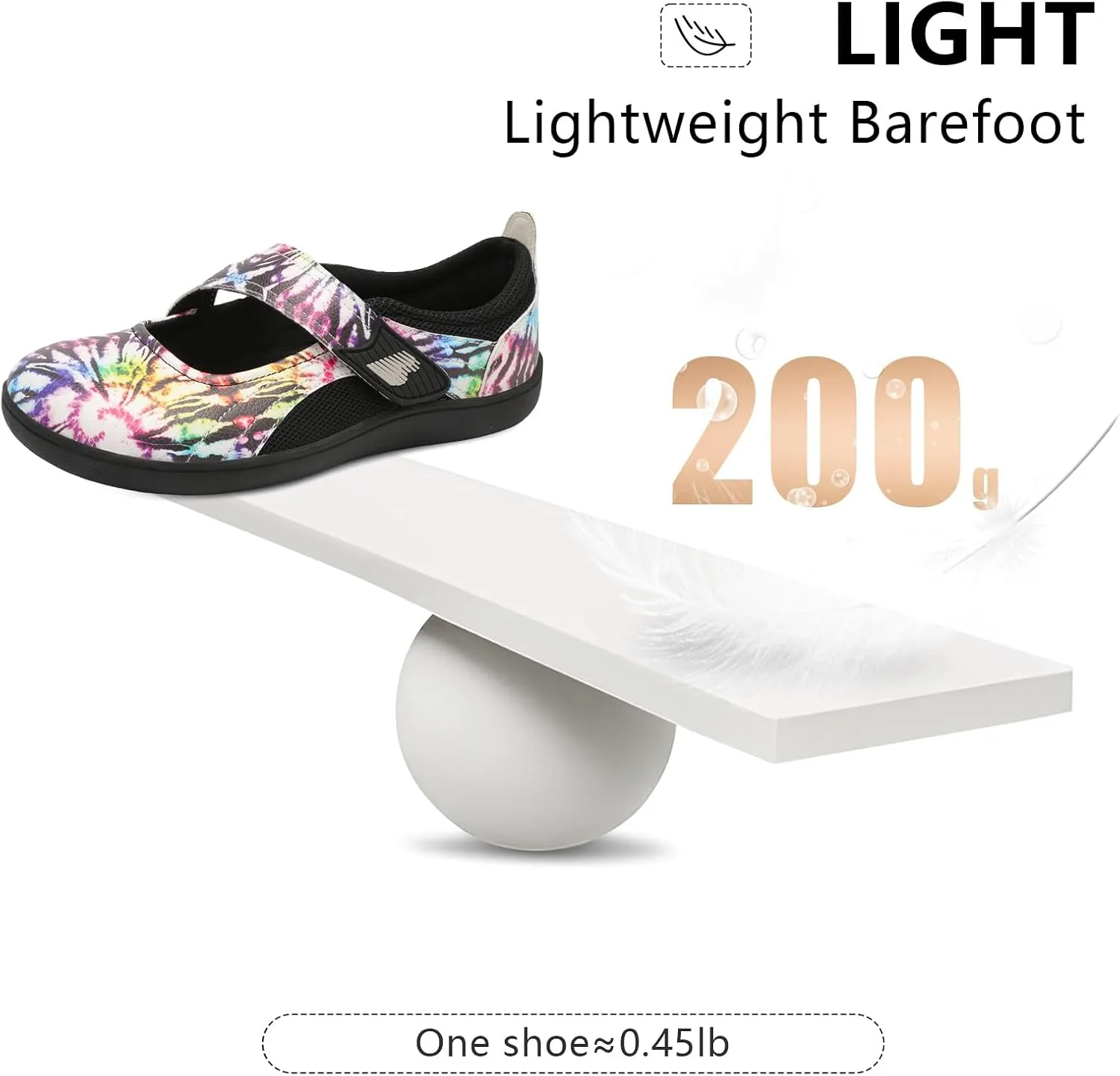 BARERUN Womens Walking Shoes Classic Mary Jane Flats Wide Toe Diabetic Shoes for Women Adjustable Breathable Lightweight Daily Barefoot Shoes