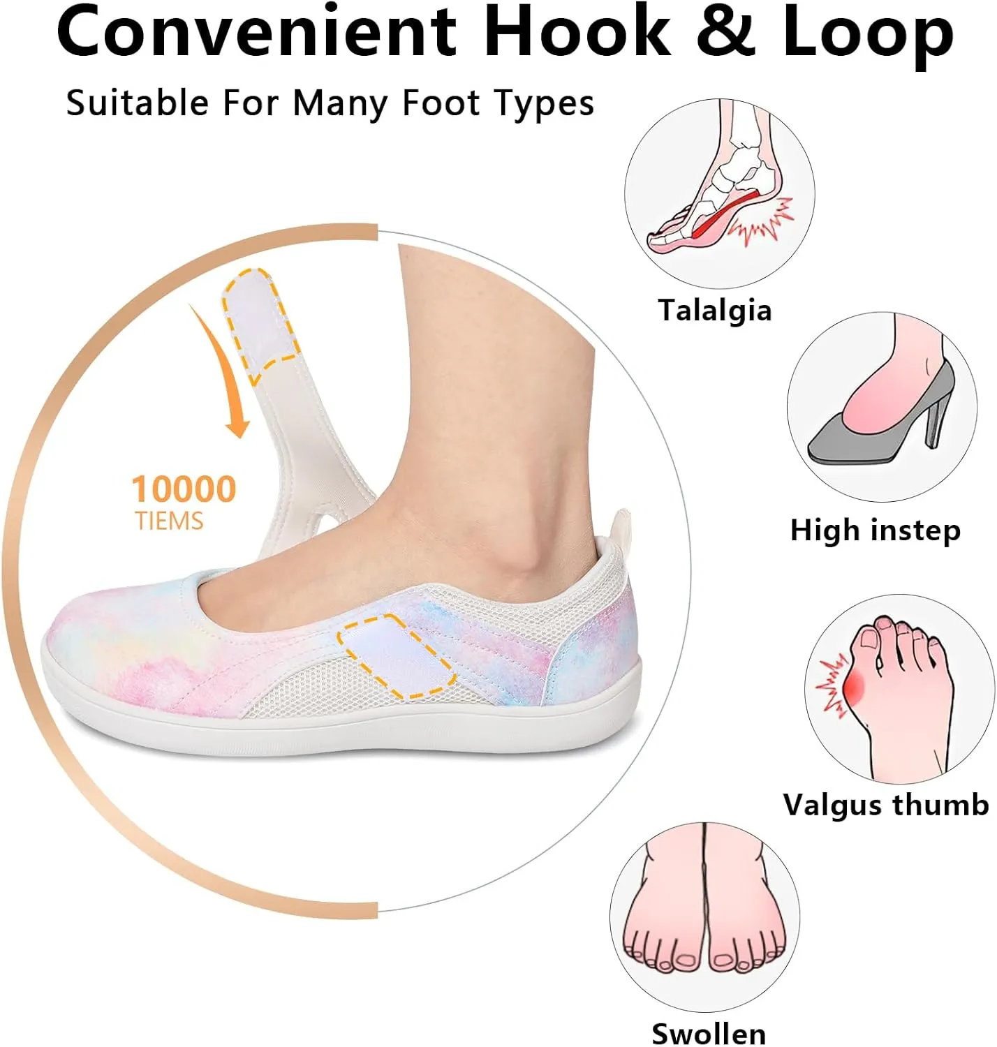 BARERUN Womens Walking Shoes Classic Mary Jane Flats Wide Toe Diabetic Shoes for Women Adjustable Breathable Lightweight Daily Barefoot Shoes