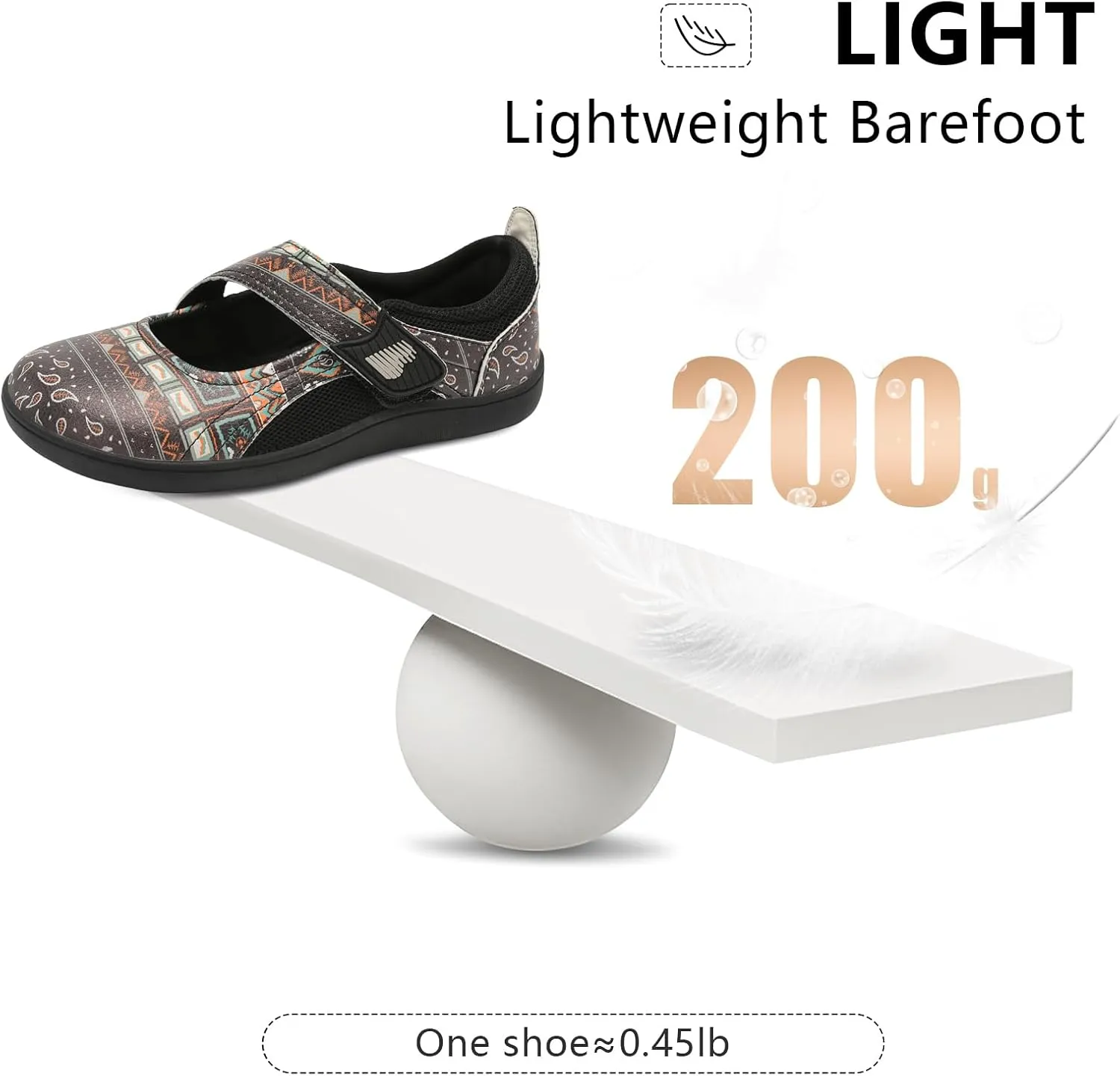BARERUN Womens Walking Shoes Classic Mary Jane Flats Wide Toe Diabetic Shoes for Women Adjustable Breathable Lightweight Daily Barefoot Shoes