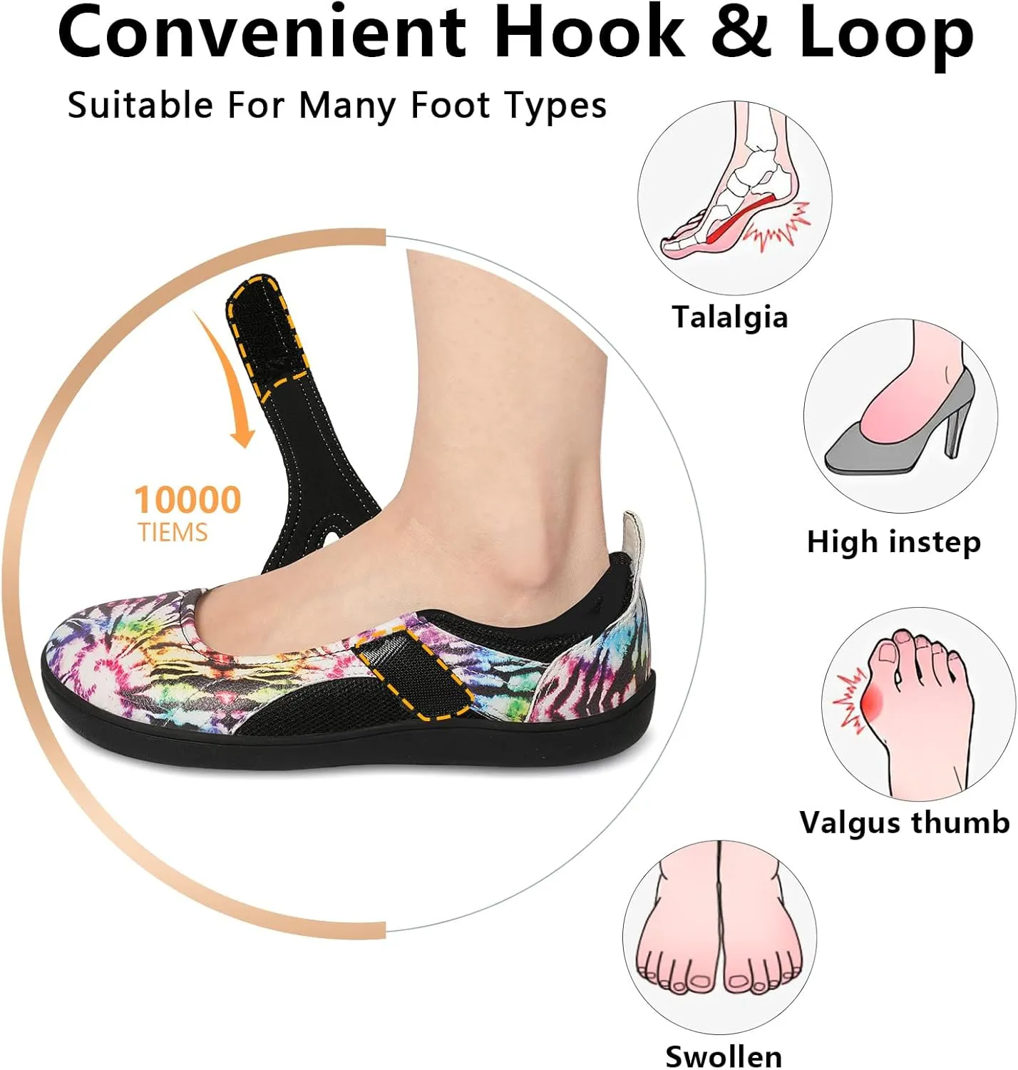 BARERUN Womens Walking Shoes Classic Mary Jane Flats Wide Toe Diabetic Shoes for Women Adjustable Breathable Lightweight Daily Barefoot Shoes