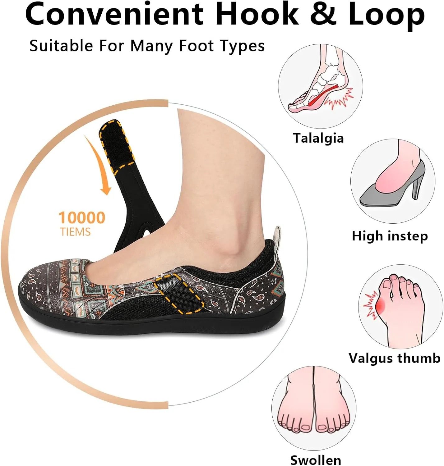 BARERUN Womens Walking Shoes Classic Mary Jane Flats Wide Toe Diabetic Shoes for Women Adjustable Breathable Lightweight Daily Barefoot Shoes