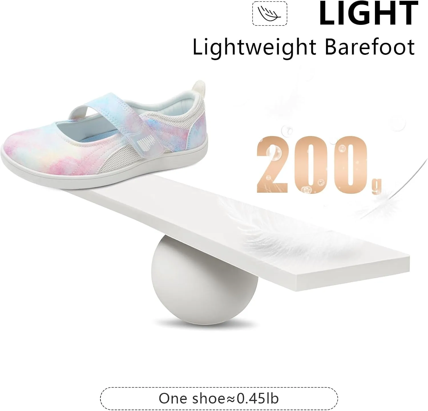 BARERUN Womens Walking Shoes Classic Mary Jane Flats Wide Toe Diabetic Shoes for Women Adjustable Breathable Lightweight Daily Barefoot Shoes