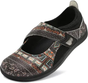 BARERUN Womens Walking Shoes Classic Mary Jane Flats Wide Toe Diabetic Shoes for Women Adjustable Breathable Lightweight Daily Barefoot Shoes