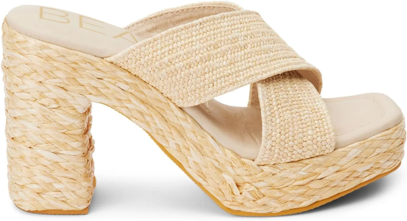 BEACH by Matisse Womens Caravan Block Platform Espadrille Casual Sandals Casual High Heel 3" & Up - Brown
