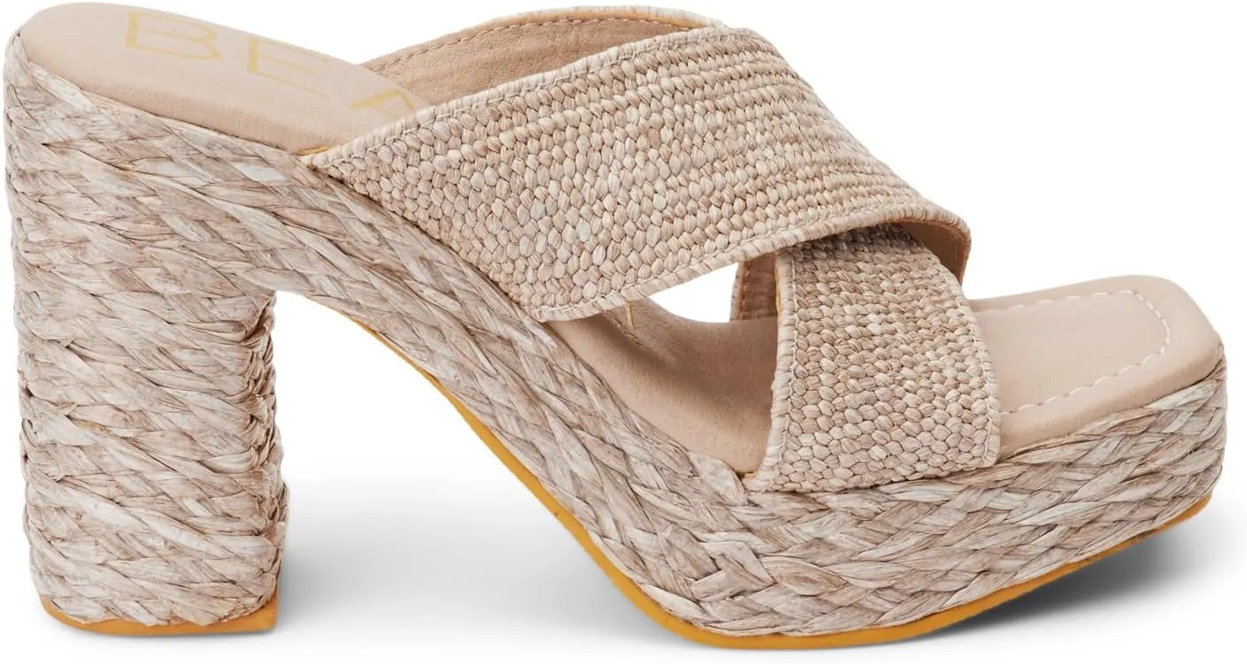 BEACH by Matisse Womens Caravan Block Platform Espadrille Casual Sandals Casual High Heel 3" & Up - Brown