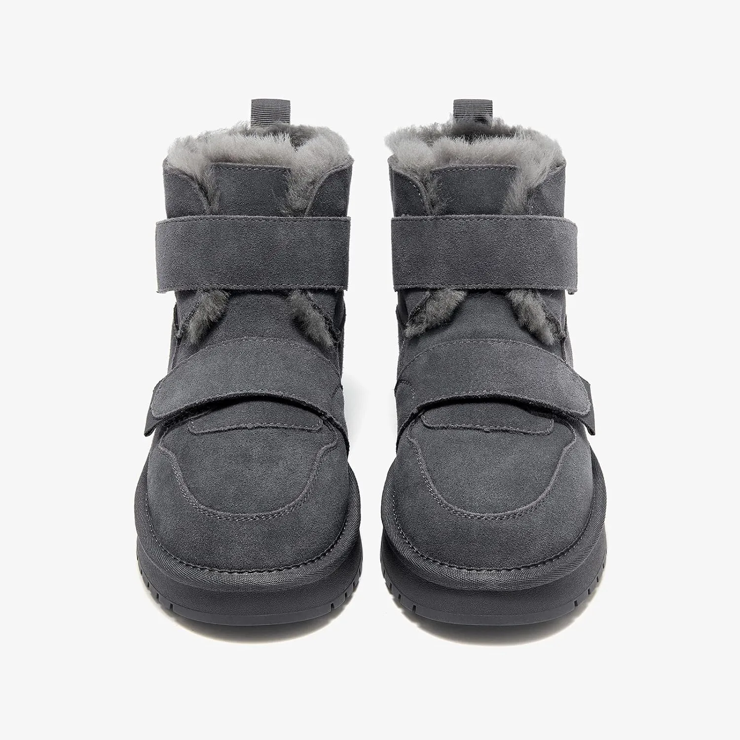 BEAU TODAY Women's Snow Boots, Platform Winter Mini Boots for Women, Genuine Suede Warm Faux Fur Lined Slip-0n Ankle Boots Comfortable Anti-slip Outdoor Short Booties