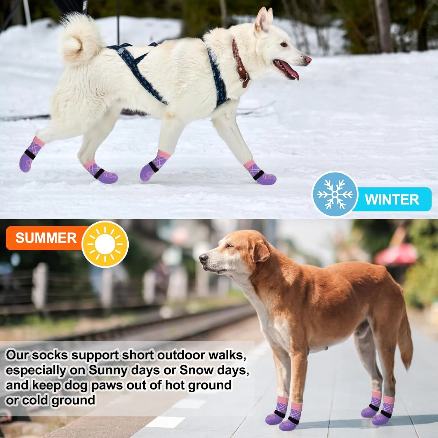 BEAUTYZOO Dog Socks to Prevent Licking Paws for Hardwood Floors Anti Slip, Dog Shoes Booties for Hot/Cold Pavement,Grippy Boots & Paw Protectors Traction Control for Small Medium Large Senior Dogs