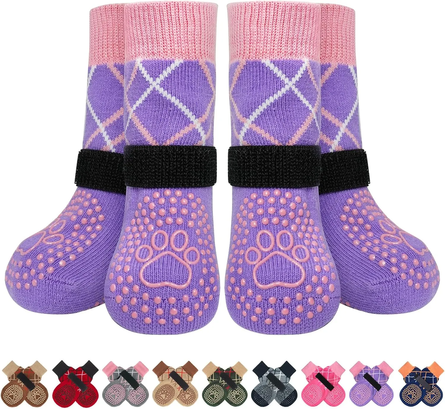 BEAUTYZOO Dog Socks to Prevent Licking Paws for Hardwood Floors Anti Slip, Dog Shoes Booties for Hot/Cold Pavement,Grippy Boots & Paw Protectors Traction Control for Small Medium Large Senior Dogs