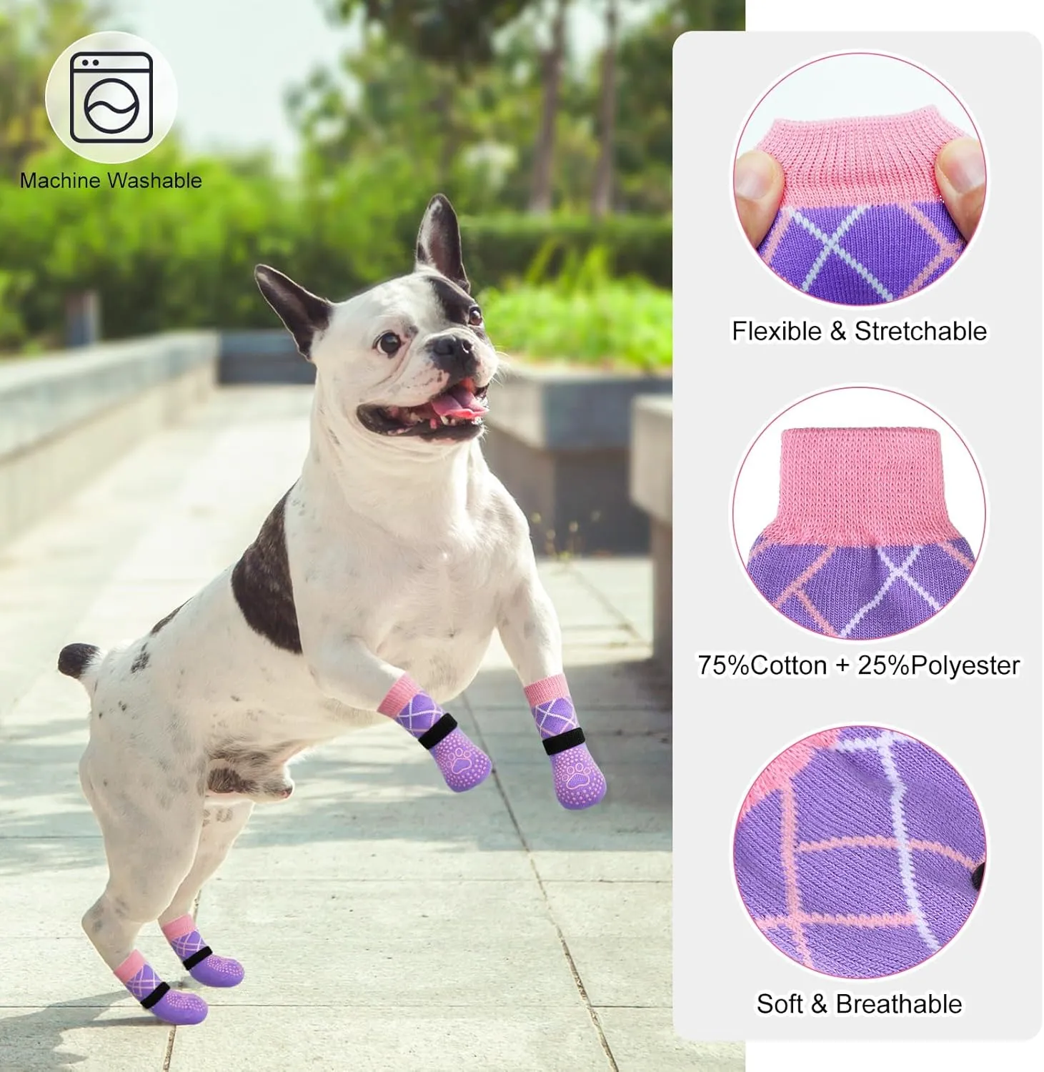 BEAUTYZOO Dog Socks to Prevent Licking Paws for Hardwood Floors Anti Slip, Dog Shoes Booties for Hot/Cold Pavement,Grippy Boots & Paw Protectors Traction Control for Small Medium Large Senior Dogs