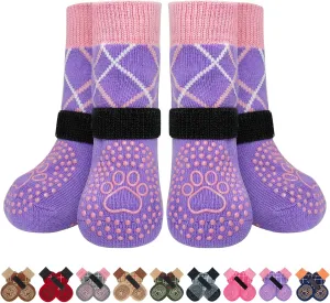 BEAUTYZOO Dog Socks to Prevent Licking Paws for Hardwood Floors Anti Slip, Dog Shoes Booties for Hot/Cold Pavement,Grippy Boots & Paw Protectors Traction Control for Small Medium Large Senior Dogs