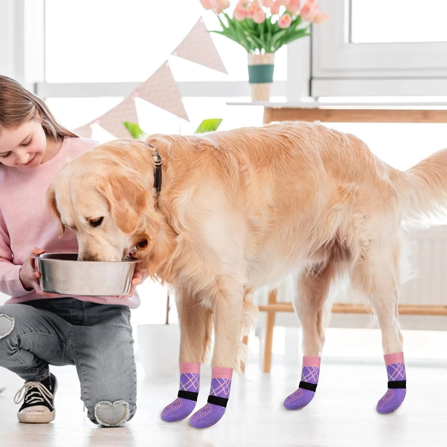 BEAUTYZOO Dog Socks to Prevent Licking Paws for Hardwood Floors Anti Slip, Dog Shoes Booties for Hot/Cold Pavement,Grippy Boots & Paw Protectors Traction Control for Small Medium Large Senior Dogs