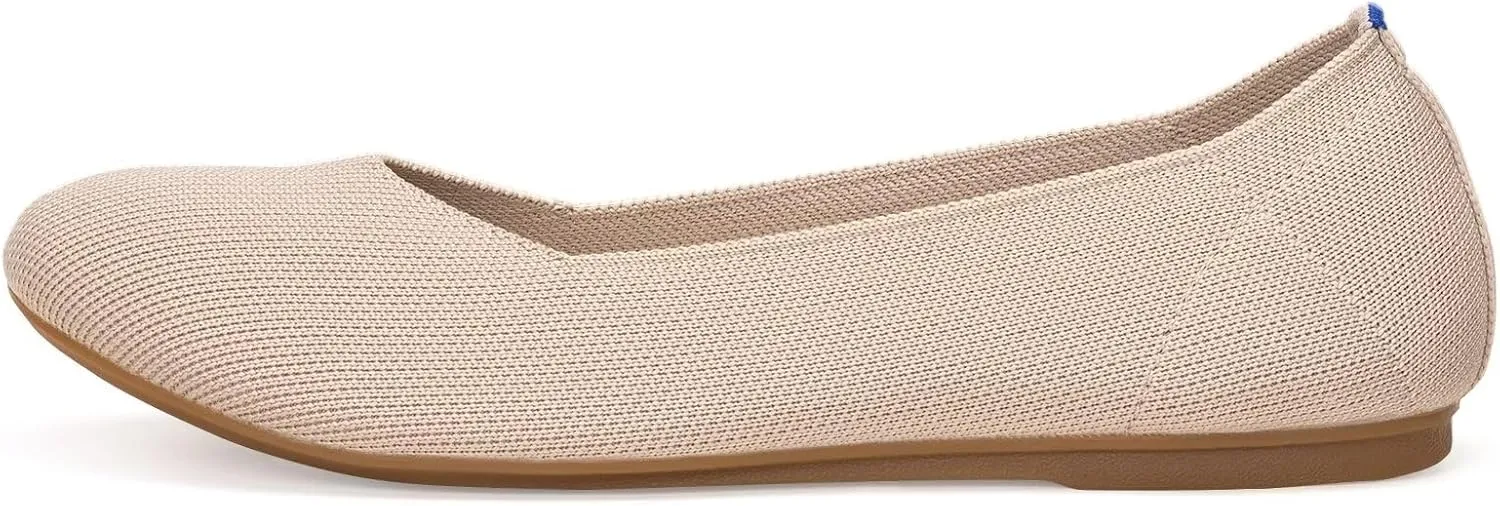 BEJINASH Ballet Flats for Women Soft Slip On Flat Shoes Knit Round Toe Work Flat Mesh Woman Walking Shoes Comfortable Casual