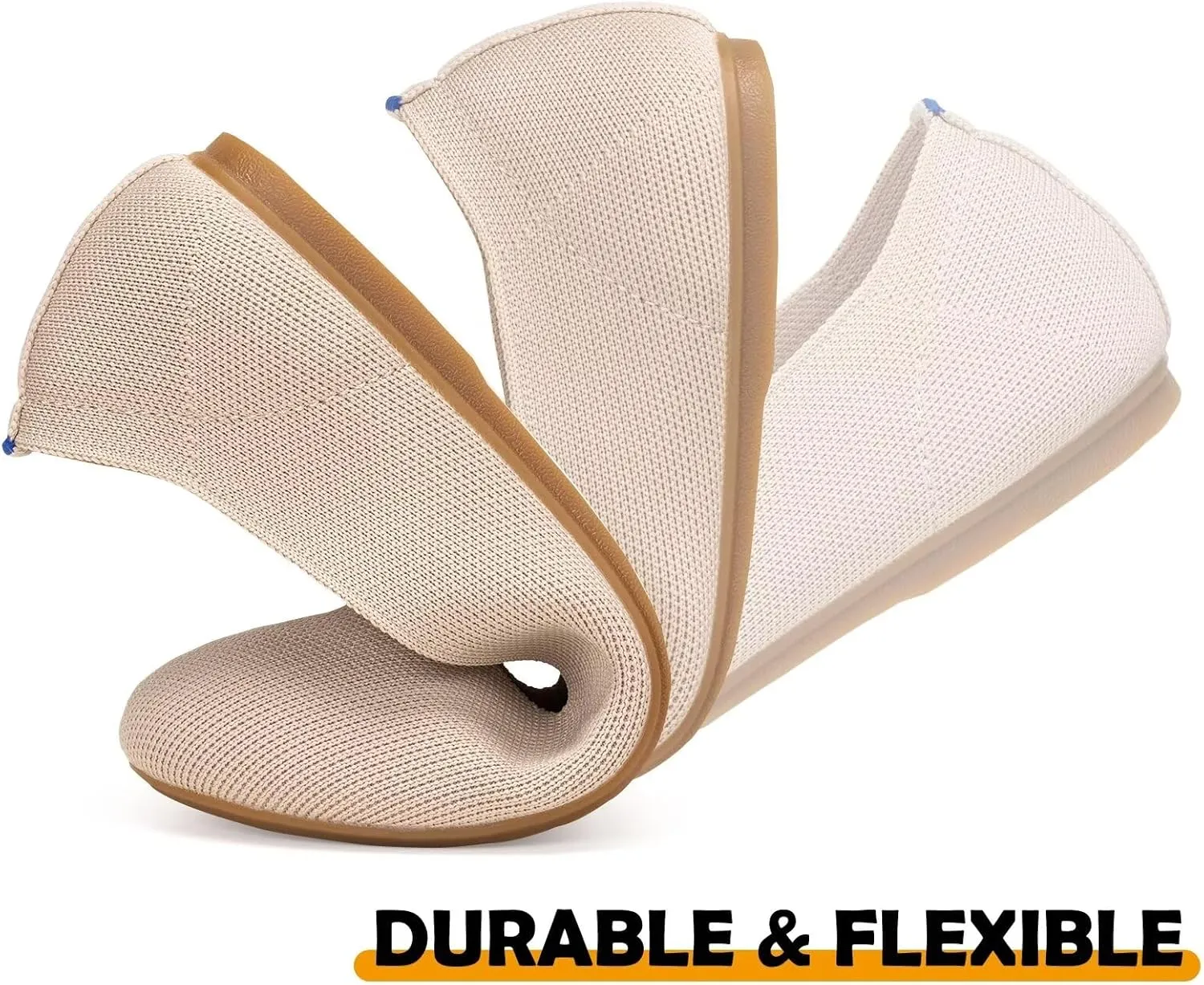 BEJINASH Ballet Flats for Women Soft Slip On Flat Shoes Knit Round Toe Work Flat Mesh Woman Walking Shoes Comfortable Casual