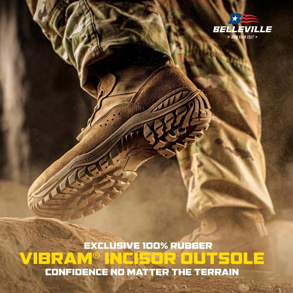 Belleville FC320 One Xero 8” Combat Boots for Women - Ultra-Lightweight Army/Air Force OCP ACU Coyote Brown Leather with Vibram Incisor Traction Outsole; Berry Compliant