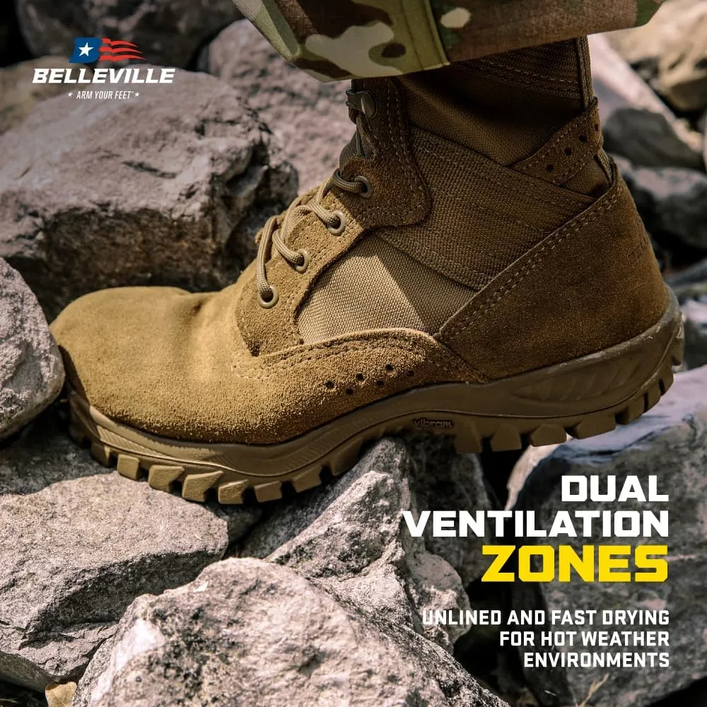 Belleville FC320 One Xero 8” Combat Boots for Women - Ultra-Lightweight Army/Air Force OCP ACU Coyote Brown Leather with Vibram Incisor Traction Outsole; Berry Compliant