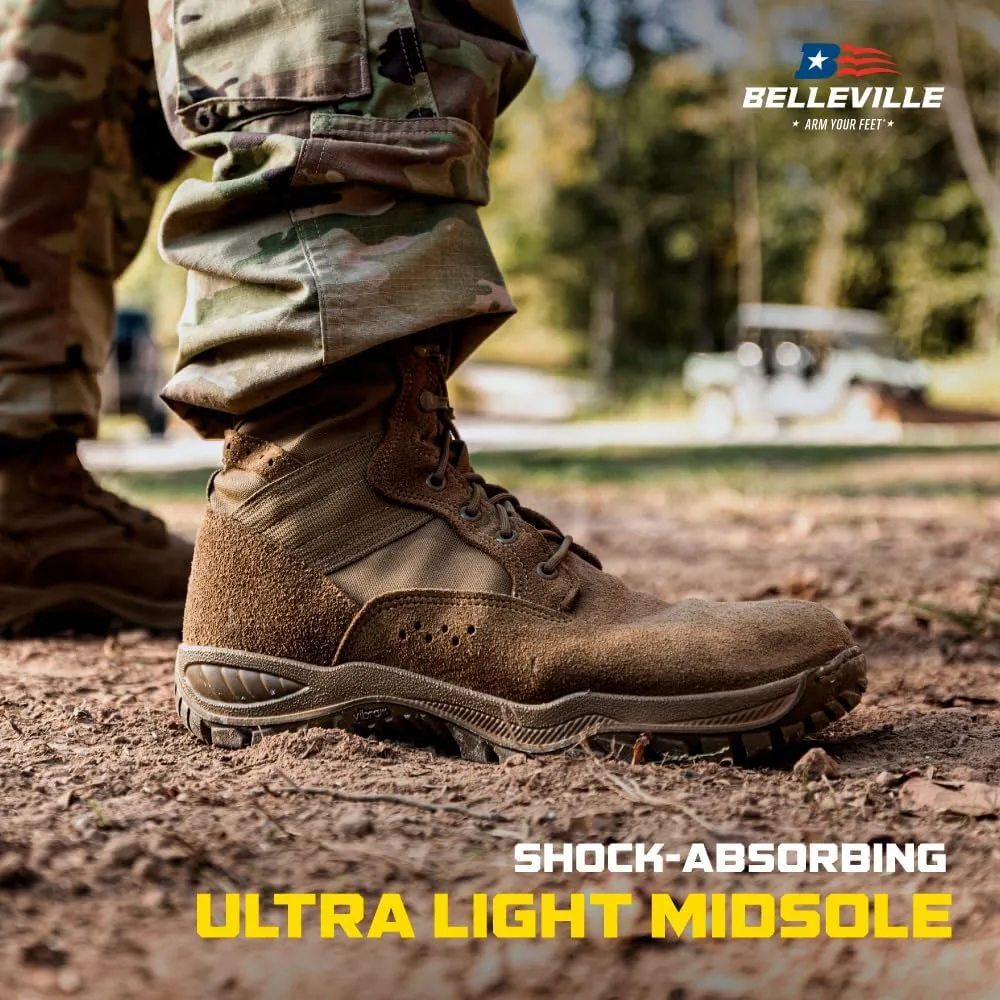 Belleville FC320 One Xero 8” Combat Boots for Women - Ultra-Lightweight Army/Air Force OCP ACU Coyote Brown Leather with Vibram Incisor Traction Outsole; Berry Compliant